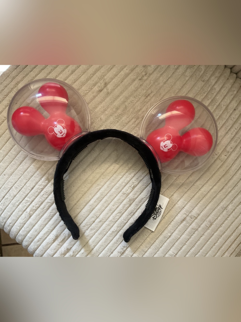Disney Black Headband with Clear Bubbles and Red Mickey Ears